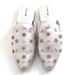 BIRDIES The Dove Satin Mule with Crystal Embellishments Size 8.5 NWT